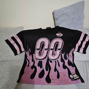 Black and Pink Mens Shirt with Flame Design